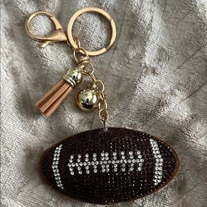 Football Keychain with Gold Accents